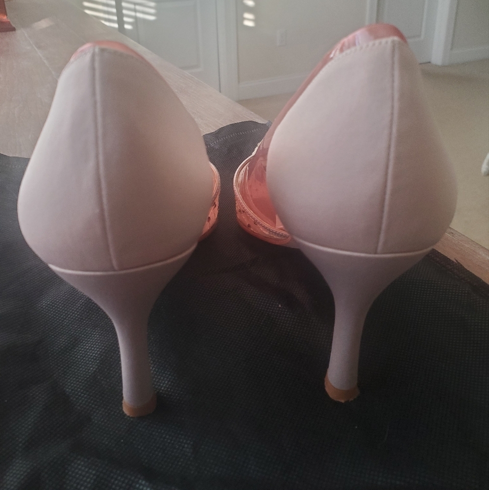 NINA Women's Cream Pumps Satin and Sequin Size 8.5M - Picture 3 of 5